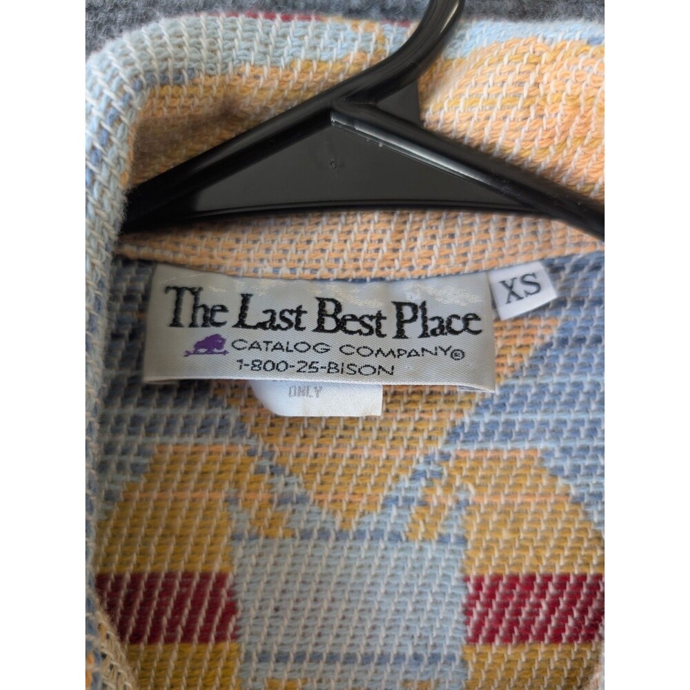 Vtg The Last Best Place Tapestry Jacket XS Cotton Southwestern Aztec Boho Tribal - Picture 3 of 12